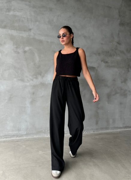 SİYAH BELİ LASTİKLİ PANTOLON