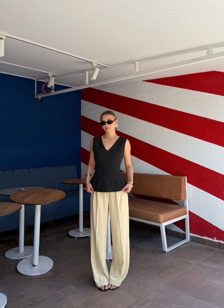 SİYAH V YAKA DOUBLE YELEK