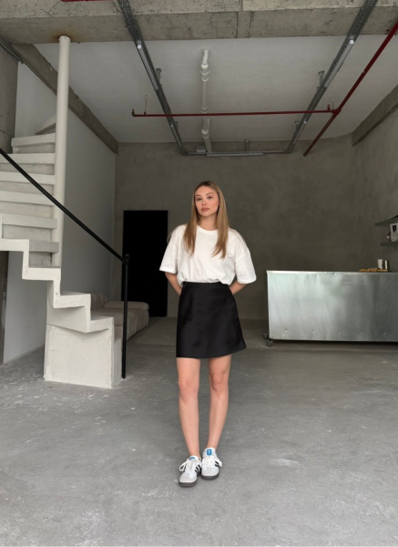 SİYAH KISA SATEN ETEK