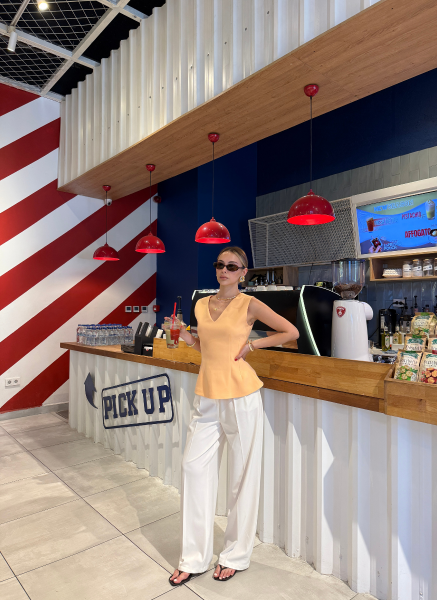 ŞEFTALİ V YAKA DOUBLE YELEK