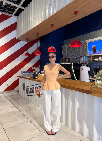 ŞEFTALİ V YAKA DOUBLE YELEK