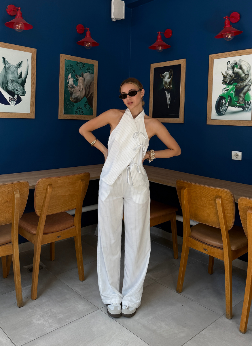 BEYAZ ÇİZGİLİ PANTOLON