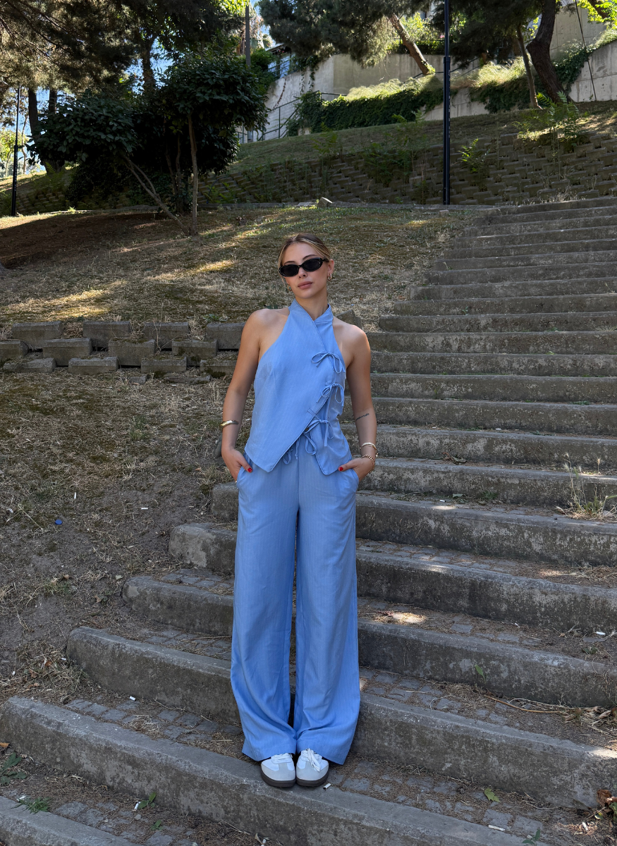 MAVİ ÇİZGİLİ PANTOLON