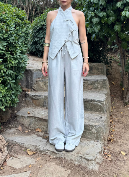 GRİ ÇİZGİLİ PANTOLON