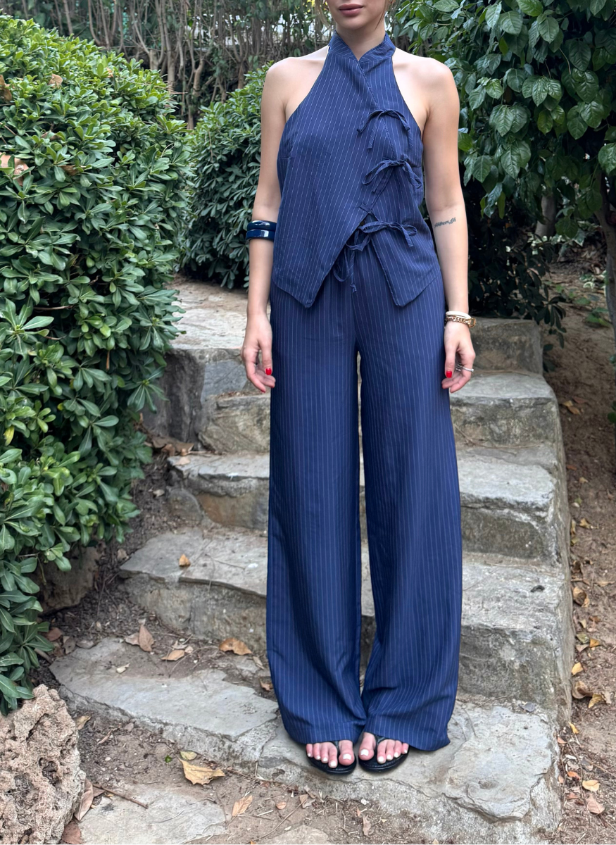 LACİVERT ÇİZGİLİ PANTOLON