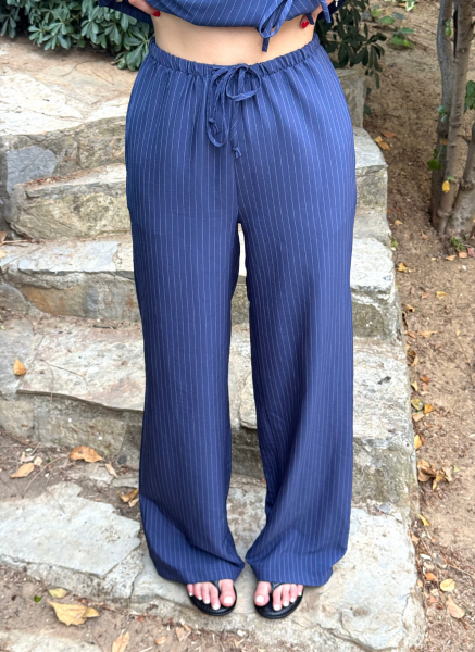 LACİVERT ÇİZGİLİ PANTOLON