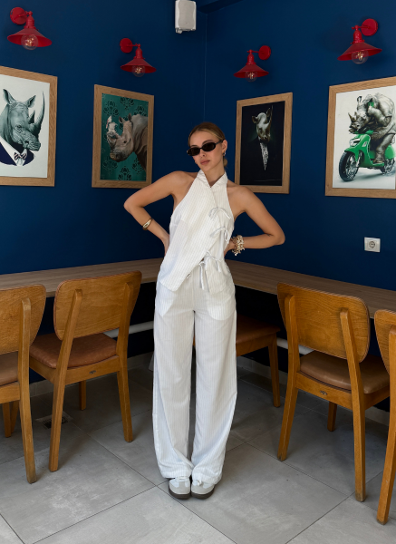 BEYAZ ÇİZGİLİ YELEK