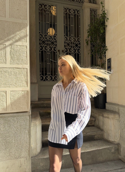 LACİVERT ÇİZGİLİ GÖMLEK