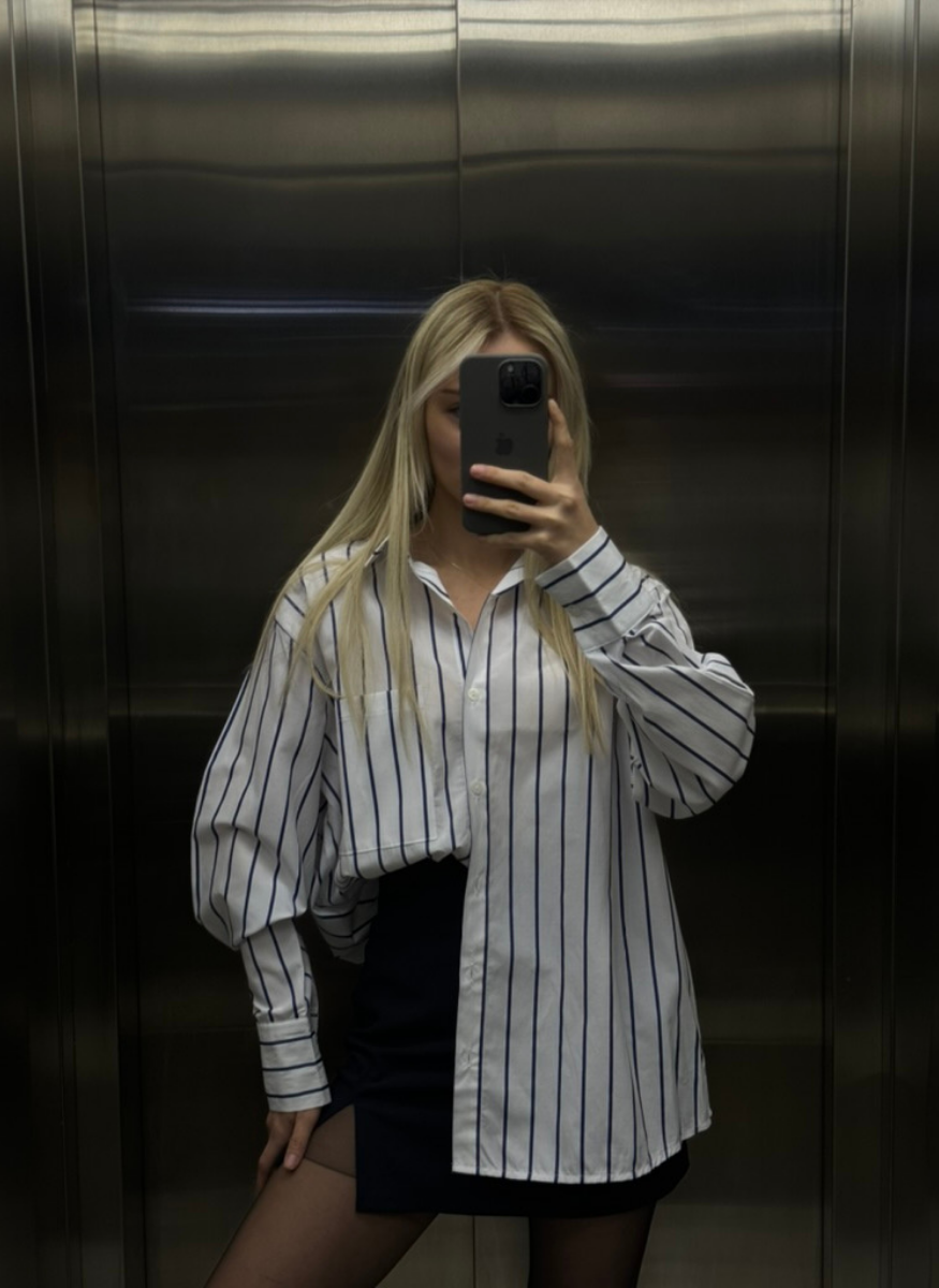 LACİVERT ÇİZGİLİ GÖMLEK