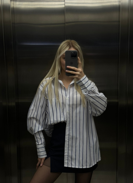 LACİVERT ÇİZGİLİ GÖMLEK