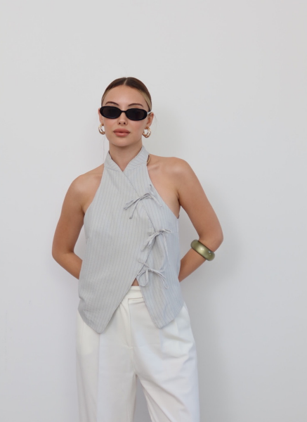 GRİ ÇİZGİLİ YELEK