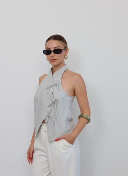 GRİ ÇİZGİLİ YELEK