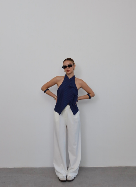 LACİVERT ÇİZGİLİ YELEK