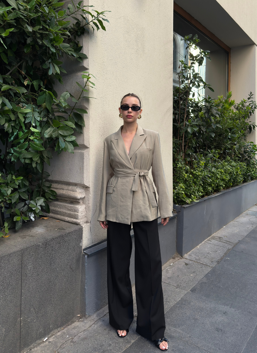 HAKİ UZUN KOLLU TENSEL CEKET