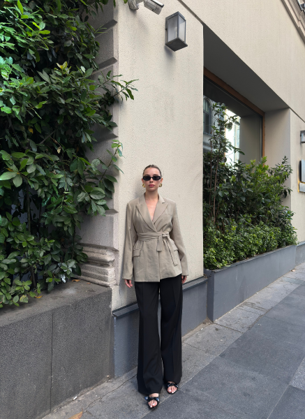 HAKİ UZUN KOLLU TENSEL CEKET