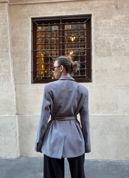 GRİ UZUN KOLLU TENSEL CEKET