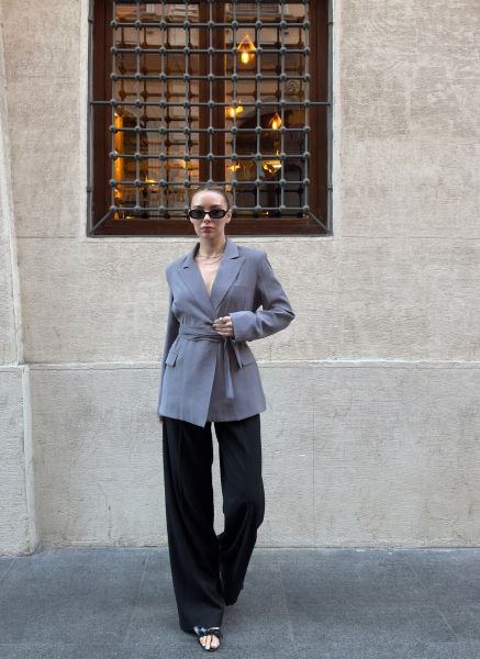 GRİ UZUN KOLLU TENSEL CEKET