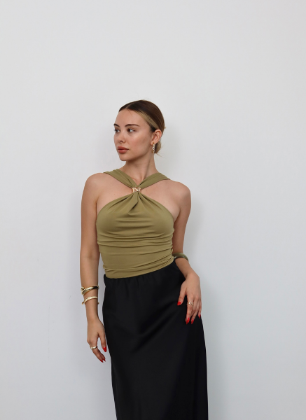 FISTIK YEŞİLİ GOLD TAKILI BLUZ