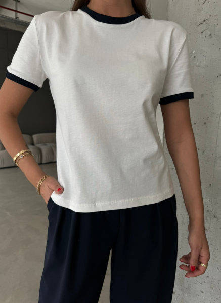 BEYAZ BİSİKLET YAKA T-SHIRT