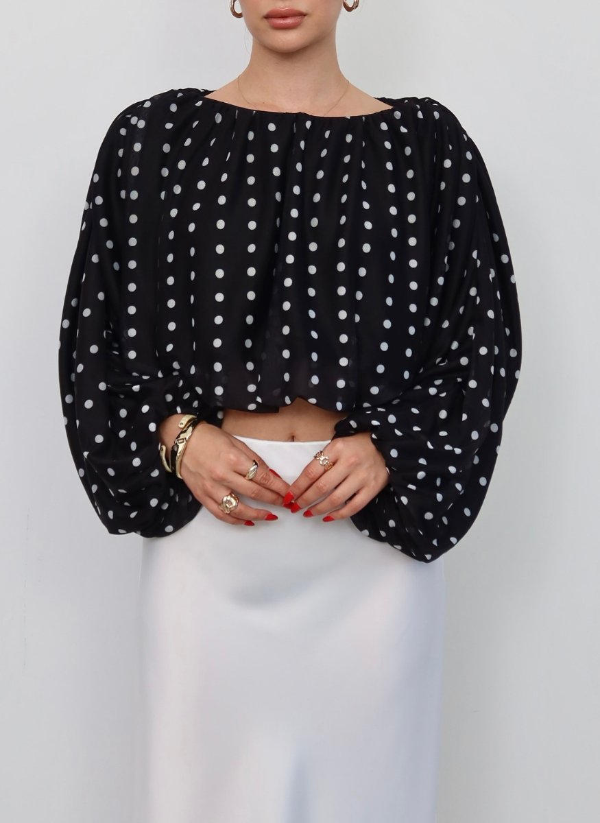 SİYAH PUANTİYELİ BLUZ