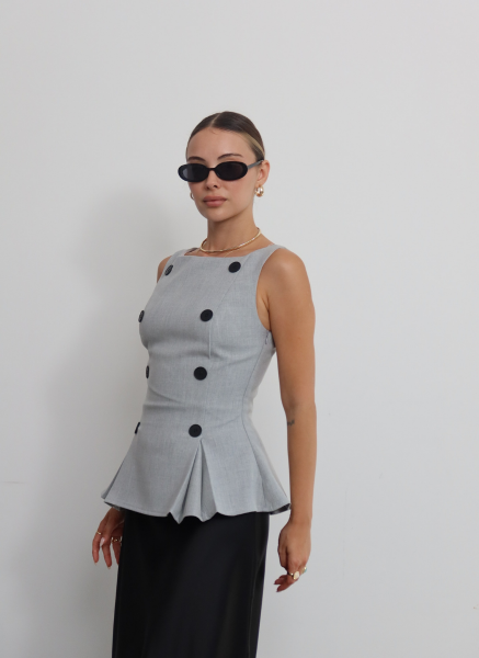 GRİ ÇOK DÜĞMELİ YELEK