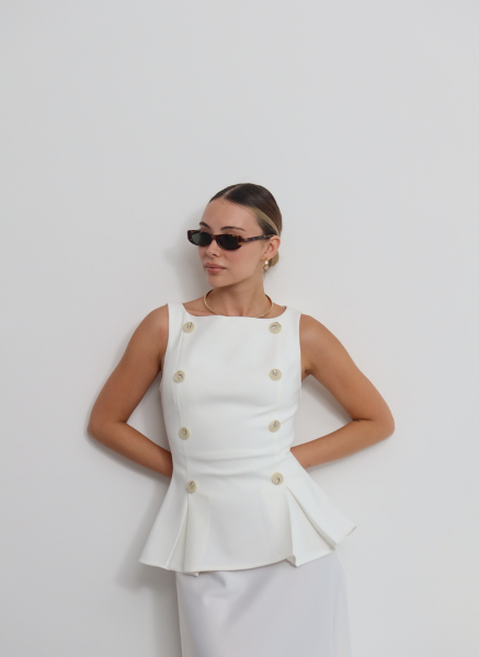 BEYAZ ÇOK DÜĞMELİ YELEK