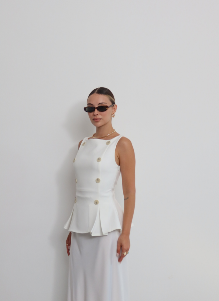 BEYAZ ÇOK DÜĞMELİ YELEK
