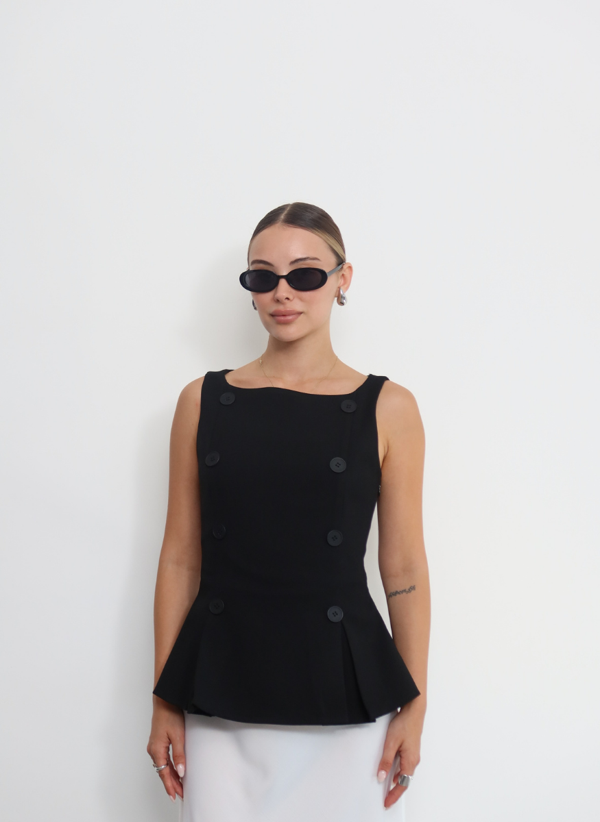 SİYAH ÇOK DÜĞMELİ YELEK