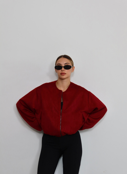 BORDO SÜET BOMBER