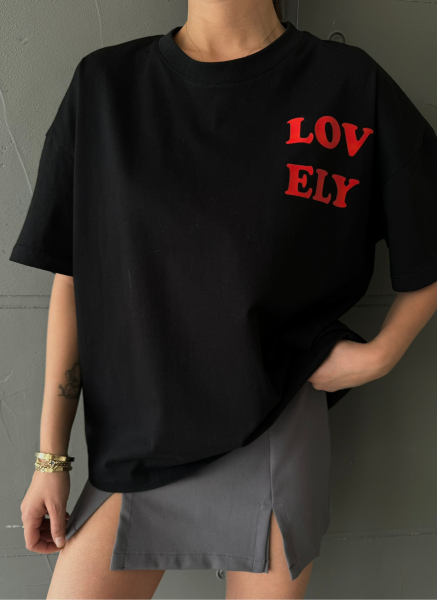 SİYAH LOVELY T-SHIRT