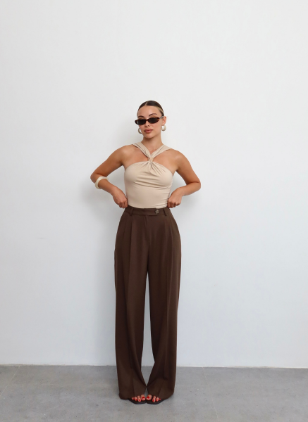 KAHVE PALAZZO PANTOLON
