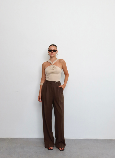 KAHVE PALAZZO PANTOLON