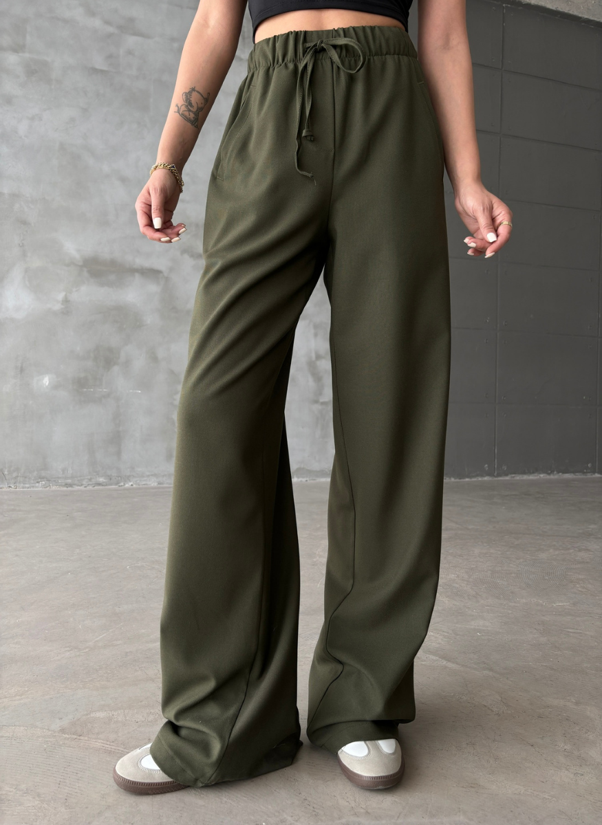 HAKİ BELİ LASTİKLİ PANTOLON