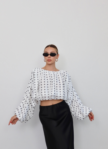 BEYAZ PUANTİYELİ BLUZ