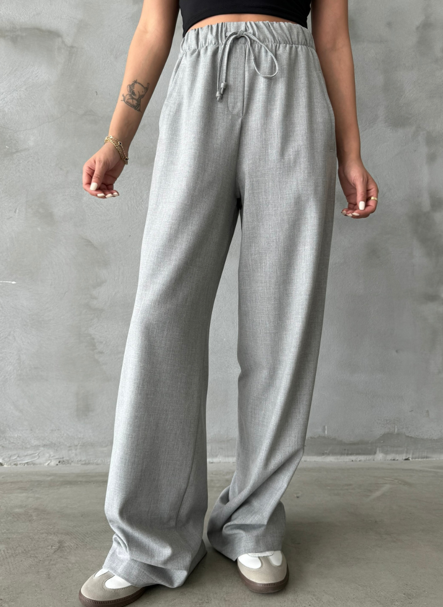 GRİ BELİ LASTİKLİ PANTOLON