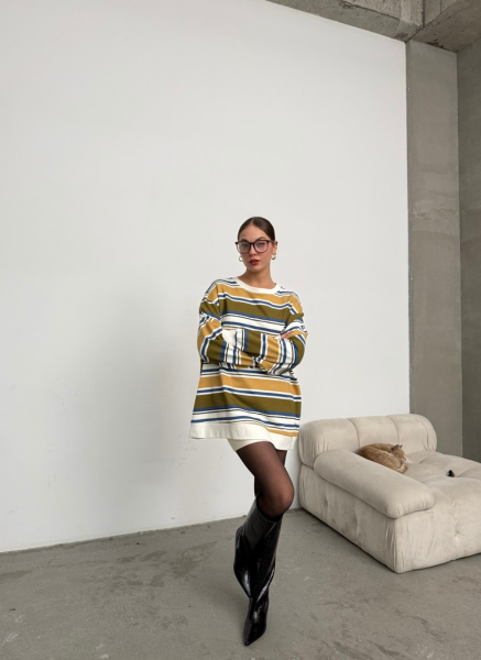 HAKİ ÇİZGİLİ SWEAT