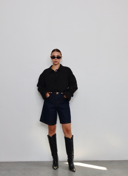 LACİVERT DENİM ŞORT