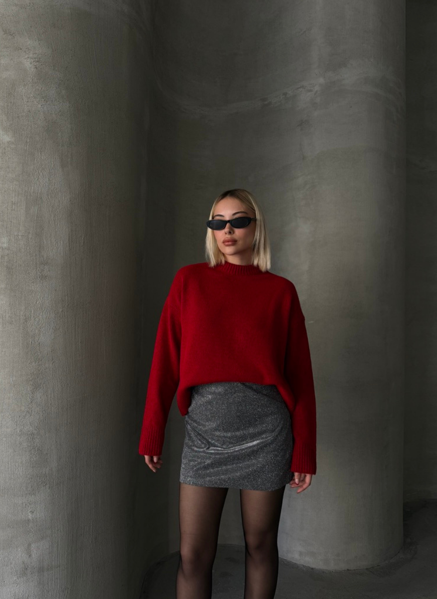 KIRMIZI TRİKO YUMOŞ KAZAK