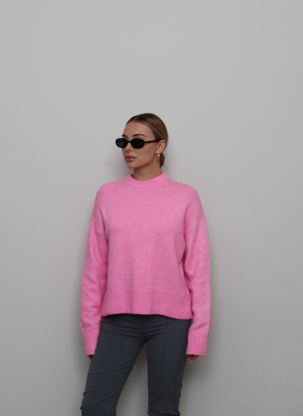 PEMBE TRİKO YUMOŞ KAZAK