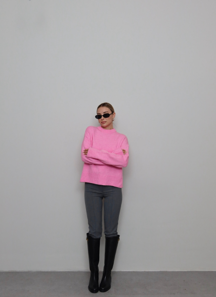 PEMBE TRİKO YUMOŞ KAZAK