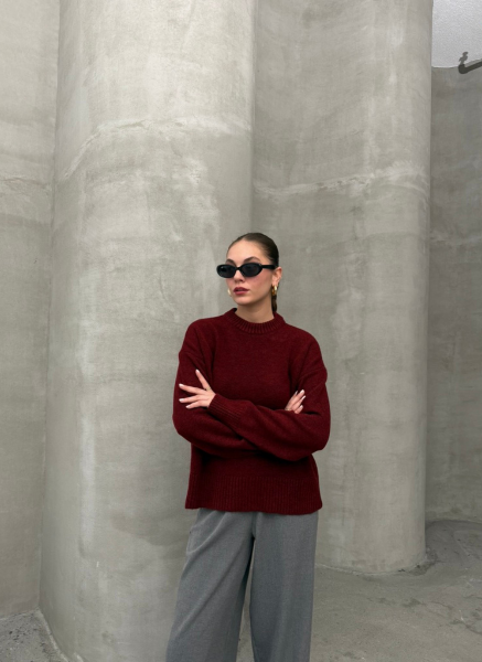 BORDO TRİKO YUMOŞ KAZAK