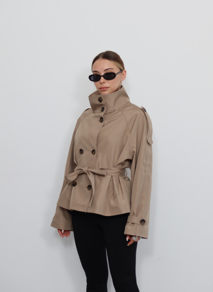 CAMEL DİK YAKA TRENÇKOT