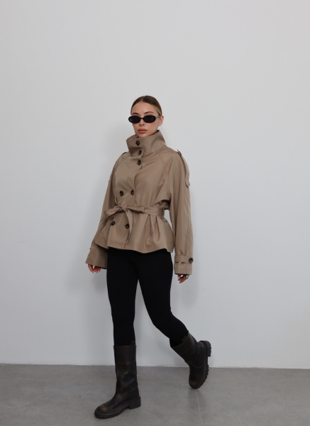 CAMEL DİK YAKA TRENÇKOT