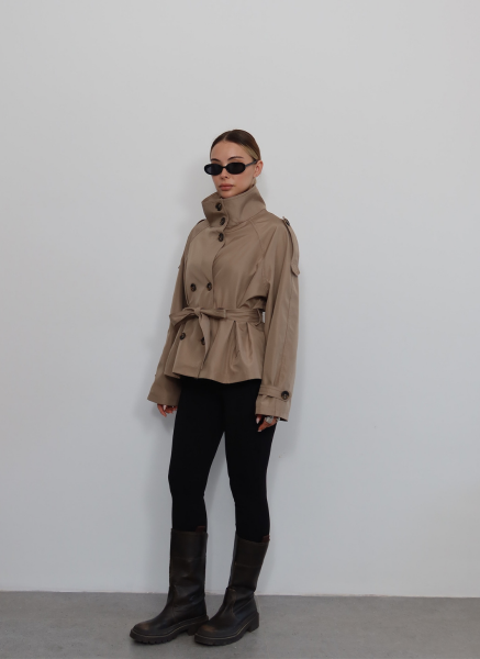 CAMEL DİK YAKA TRENÇKOT