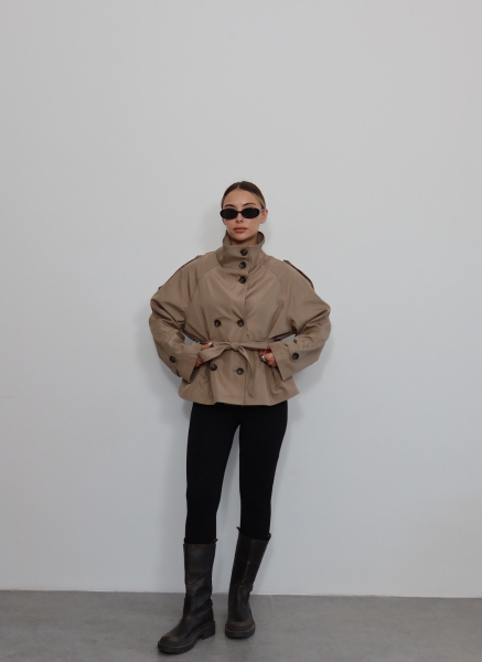 CAMEL DİK YAKA TRENÇKOT
