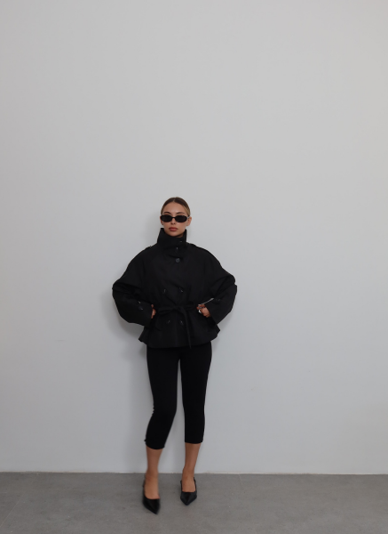 SİYAH DİK YAKA TREÇKOT