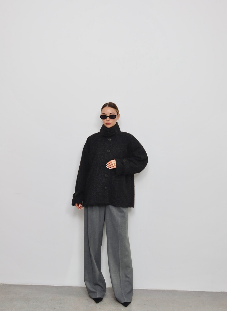 SİYAH BÜRÜMCÜK KUMAŞ CEKET