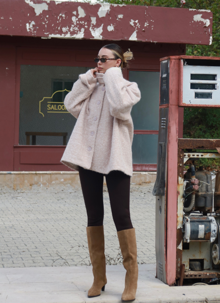 BEJ BÜRÜMCÜK KUMAŞ CEKET