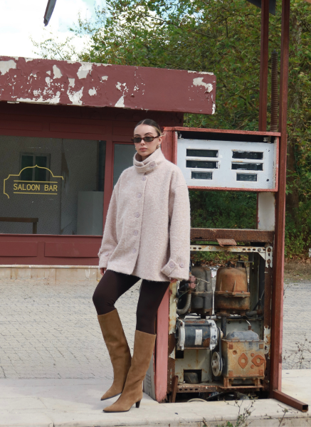 BEJ BÜRÜMCÜK KUMAŞ CEKET