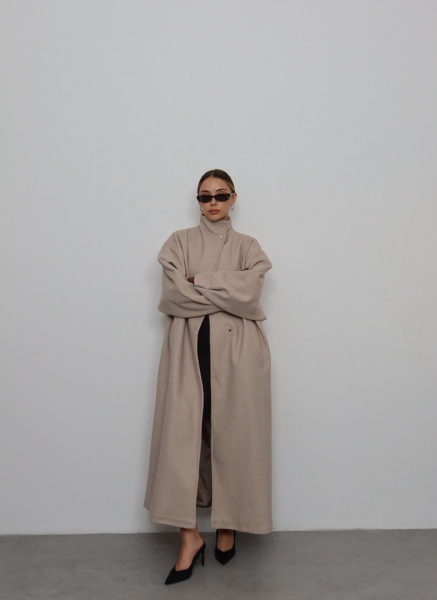 BEJ DİK YAKA KAŞE KABAN